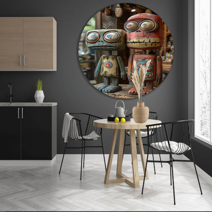 Twee Kleurrijk Houten Figuren forex muurcirkel