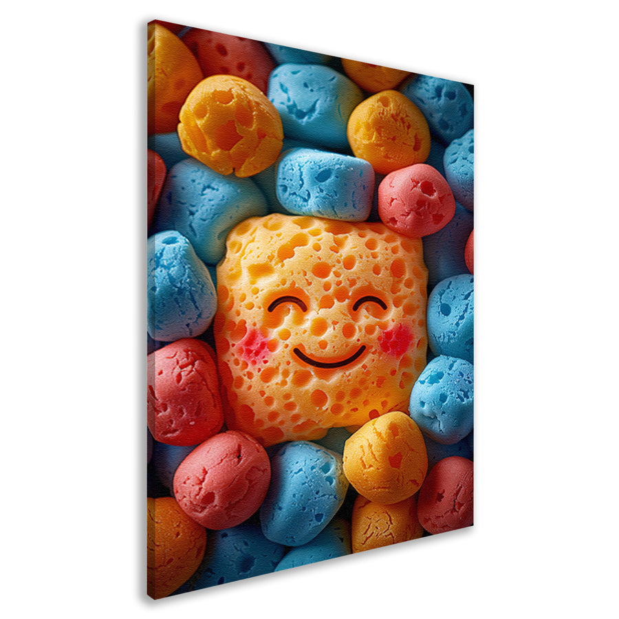 Vrolijke spons omringd door snoepjes canvas