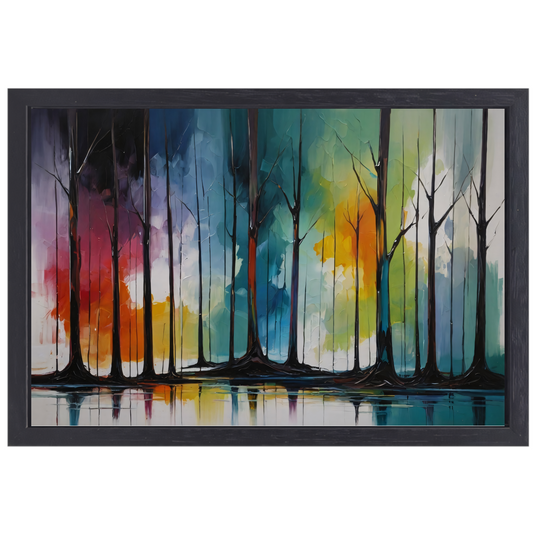Seizoenen van Kleur: Abstract Bos Tafereel canvas met baklijst