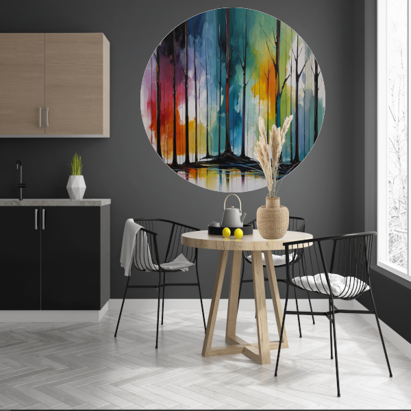 Seizoenen van Kleur: Abstract Bos Tafereel aluminium muurcirkel