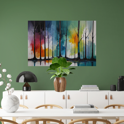 Seizoenen van Kleur: Abstract Bos Tafereel poster
