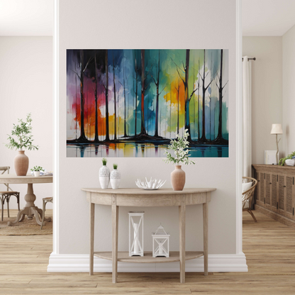 Seizoenen van Kleur: Abstract Bos Tafereel poster