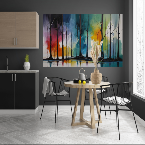 Seizoenen van Kleur: Abstract Bos Tafereel poster
