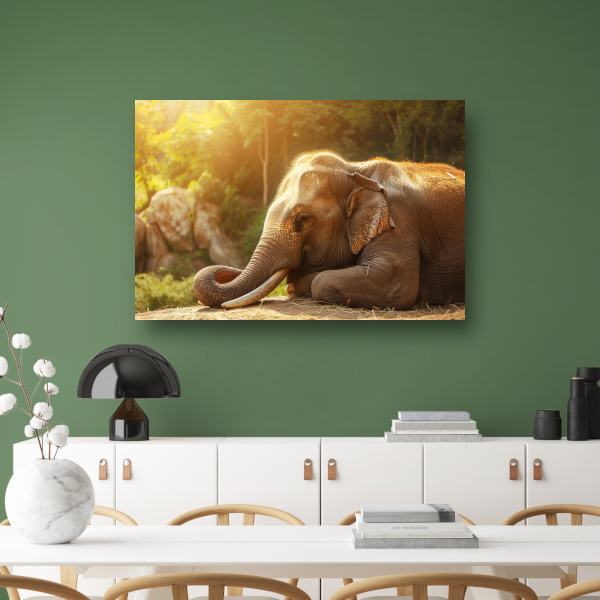 Rustende Olifant in het Gouden Zonlicht canvas