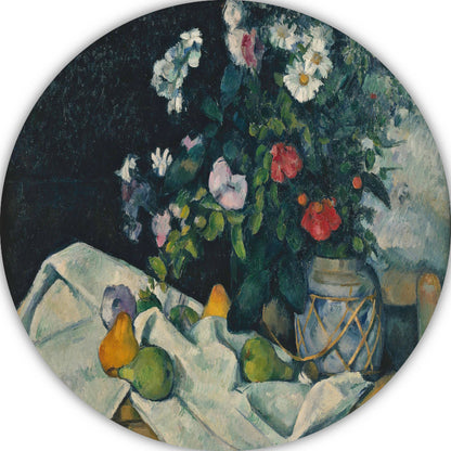 Stilleven met bloemen en fruit - Paul Cézanne aluminium muurcirkel