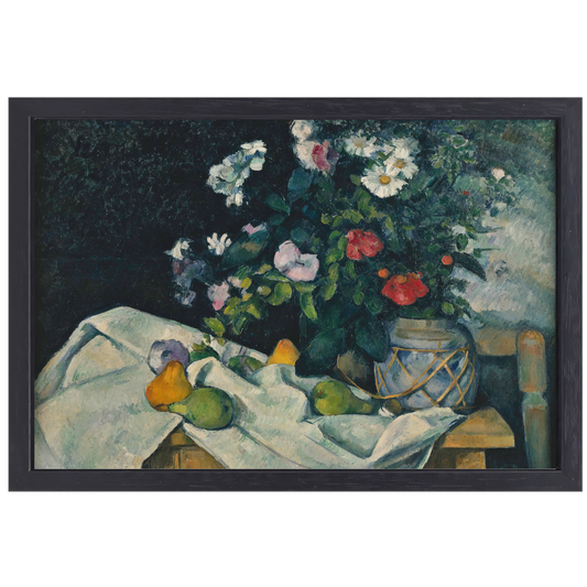 Stilleven met bloemen en fruit - Paul Cézanne canvas met baklijst