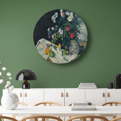 Stilleven met bloemen en fruit - Paul Cézanne aluminium muurcirkel