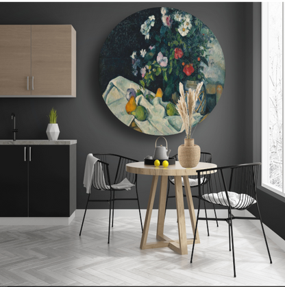 Stilleven met bloemen en fruit - Paul Cézanne aluminium muurcirkel