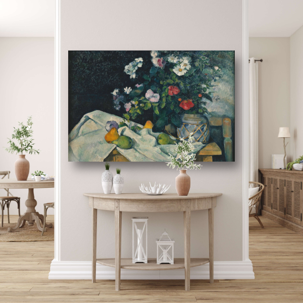 Stilleven met bloemen en fruit - Paul Cézanne poster