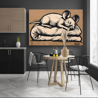 Slapende muis op een zachte deken   acrylglas