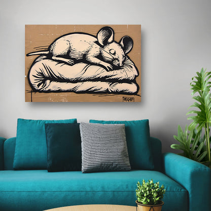 Slapende muis op een zachte deken   acrylglas