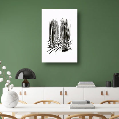 Abstracte Bomen op een Slingerend Pad poster