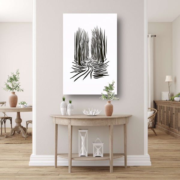 Abstracte Bomen op een Slingerend Pad poster