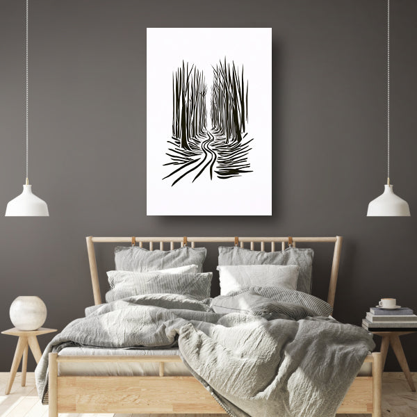 Abstracte Bomen op een Slingerend Pad poster