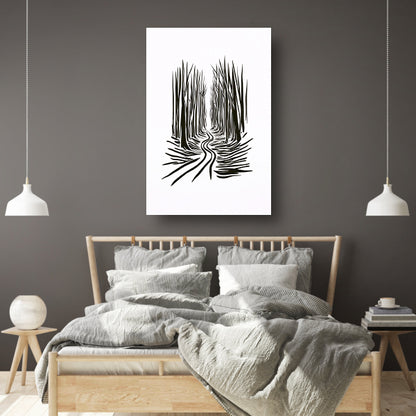 Abstracte Bomen op een Slingerend Pad poster