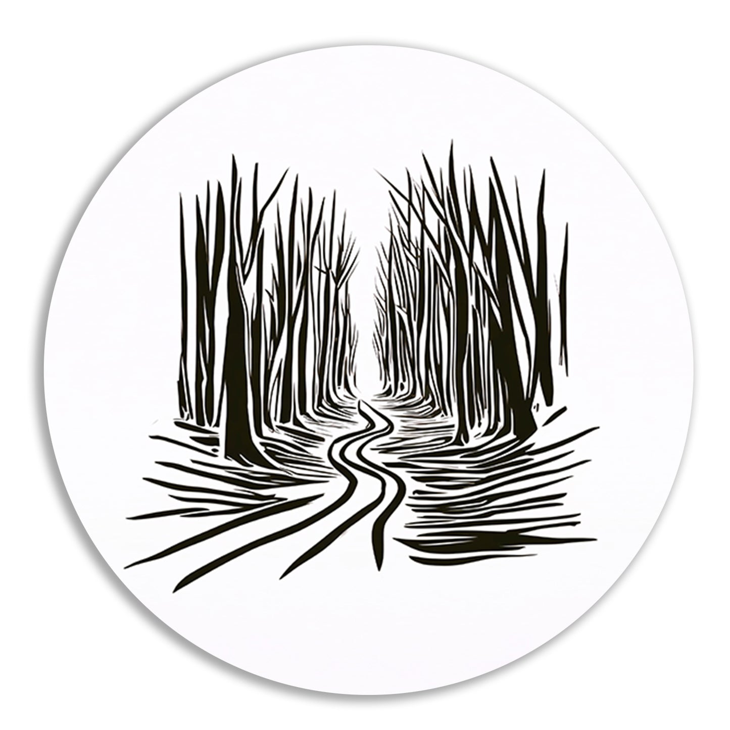 Abstracte Bomen op een Slingerend Pad forex muurcirkel