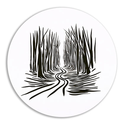 Abstracte Bomen op een Slingerend Pad forex muurcirkel