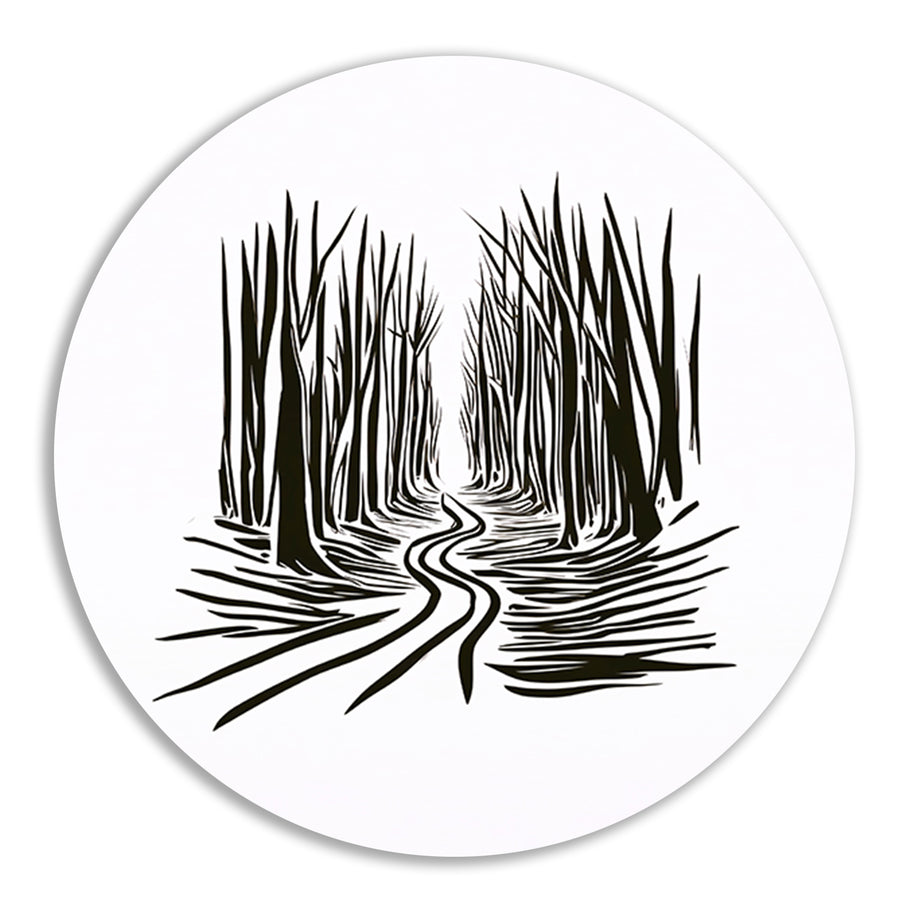 Abstracte Bomen op een Slingerend Pad forex muurcirkel