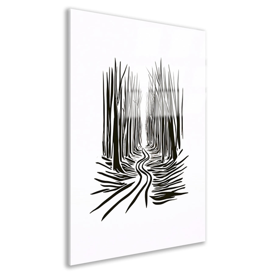 Abstracte Bomen op een Slingerend Pad acrylglas