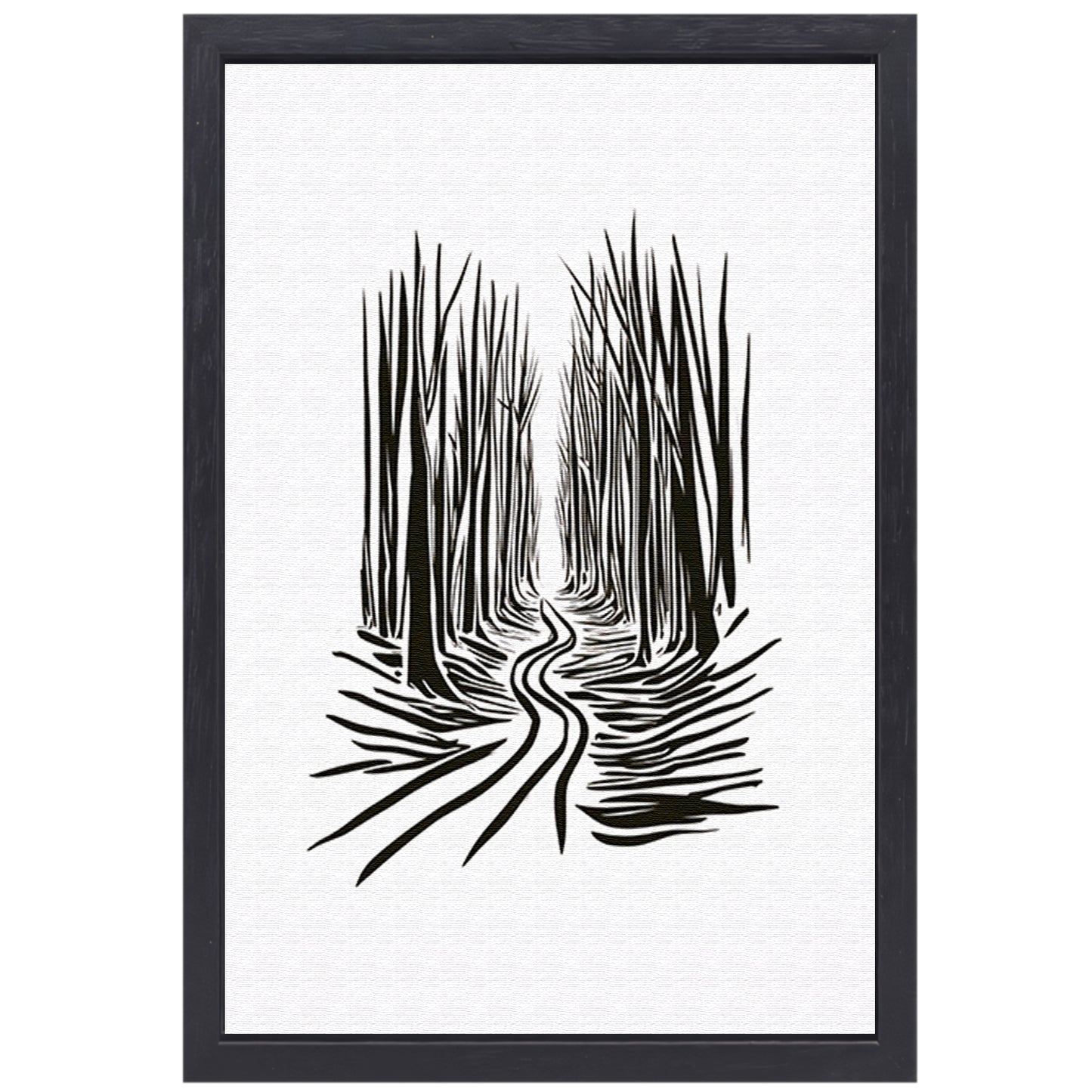Abstracte Bomen op een Slingerend Pad canvas met baklijst