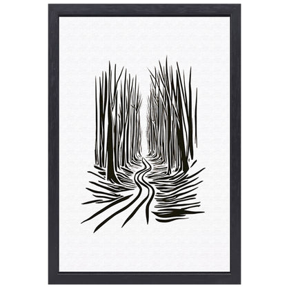 Abstracte Bomen op een Slingerend Pad canvas met baklijst