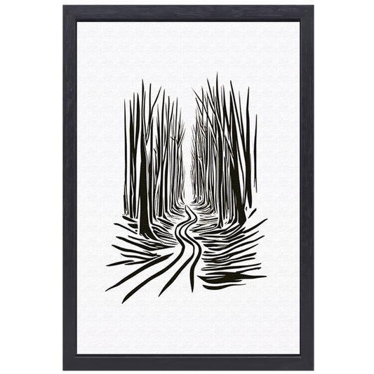 Abstracte Bomen op een Slingerend Pad canvas met baklijst