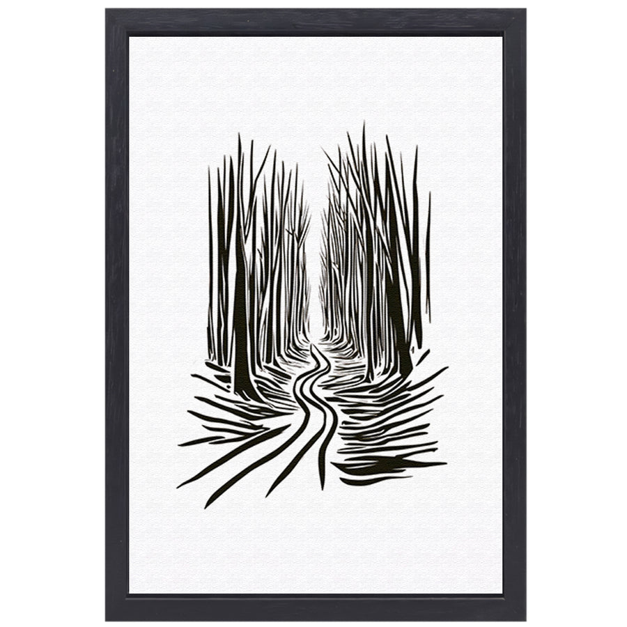 Abstracte Bomen op een Slingerend Pad canvas met baklijst