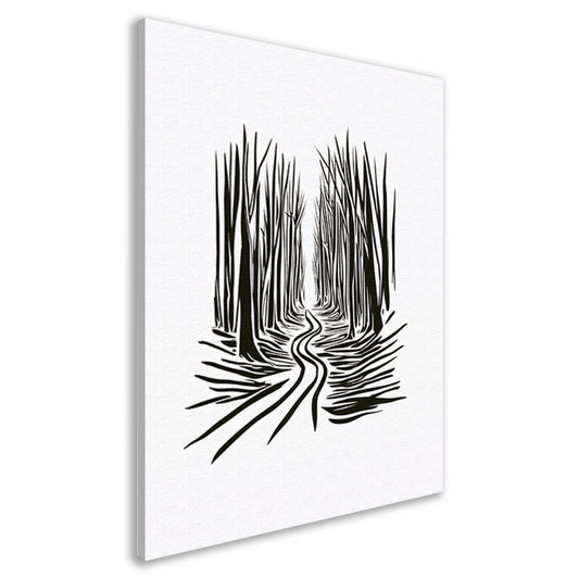 Abstracte Bomen op een Slingerend Pad canvas