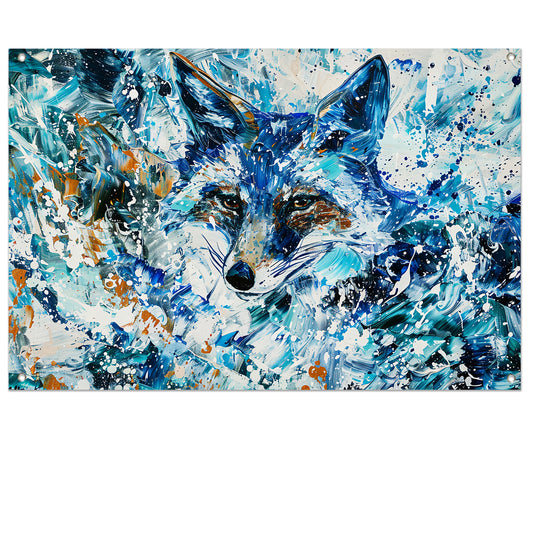 Abstract kleurrijk schilderij van een vos tuinposter