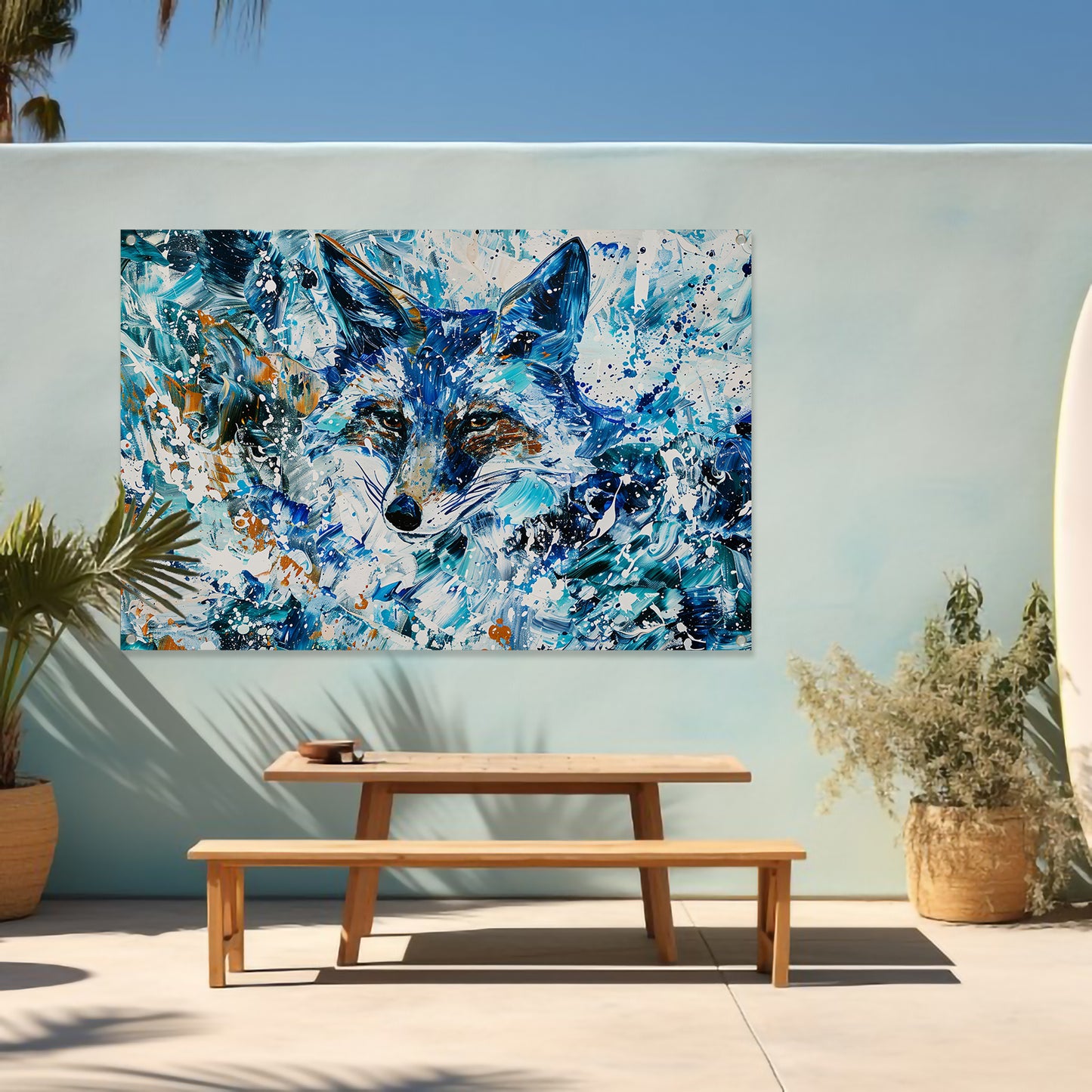 Abstract kleurrijk schilderij van een vos tuinposter