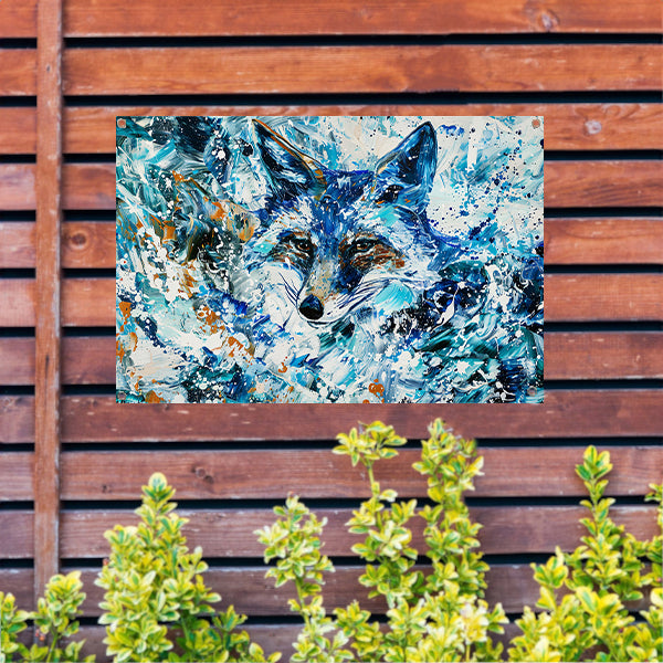 Abstract kleurrijk schilderij van een vos tuinposter