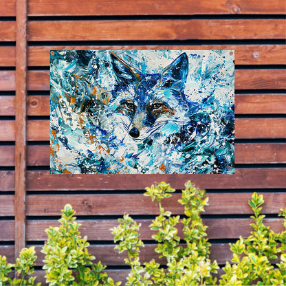 Abstract kleurrijk schilderij van een vos tuinposter