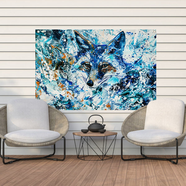 Abstract kleurrijk schilderij van een vos tuinposter