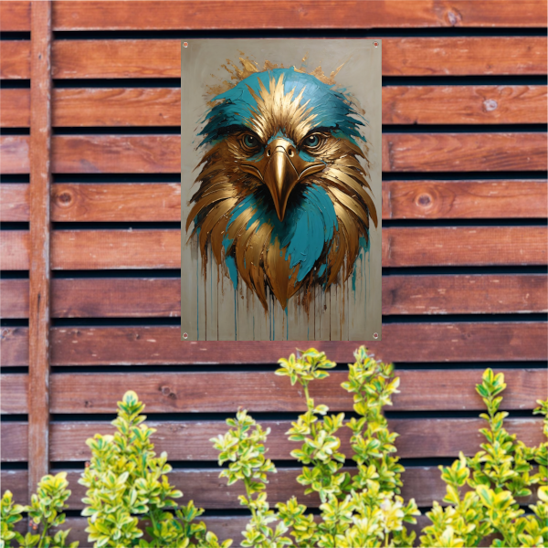 Abstracte Turkoois en Gouden Adelaar tuinposter