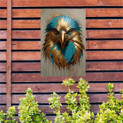 Abstracte Turkoois en Gouden Adelaar tuinposter