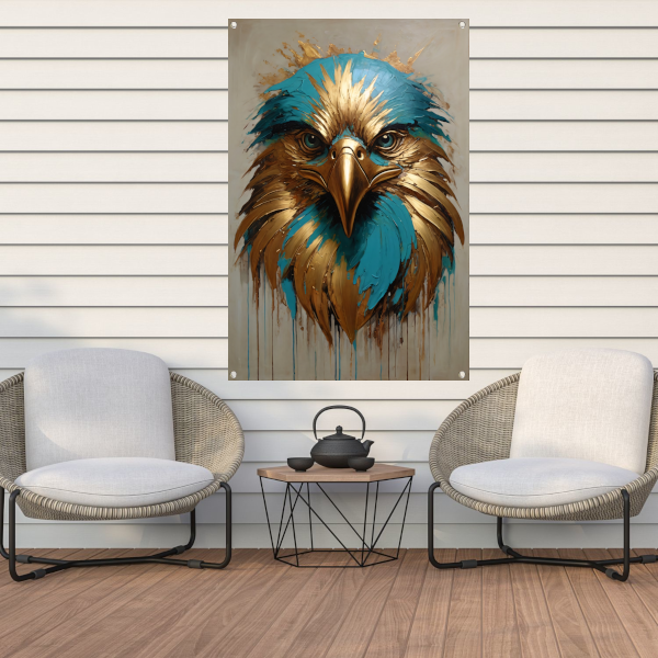 Abstracte Turkoois en Gouden Adelaar tuinposter