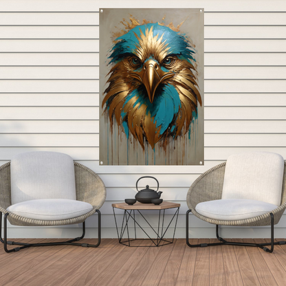 Abstracte Turkoois en Gouden Adelaar tuinposter