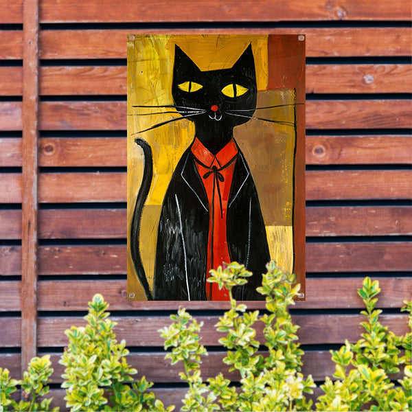Modern Kat in Pak met Strikje tuinposter