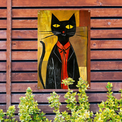 Modern Kat in Pak met Strikje tuinposter