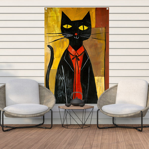 Modern Kat in Pak met Strikje tuinposter