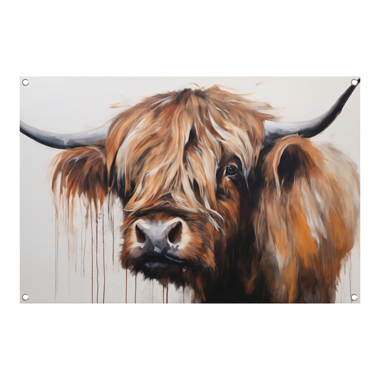 Intens Blikkende Hoogland Stier in Kunst tuinposter