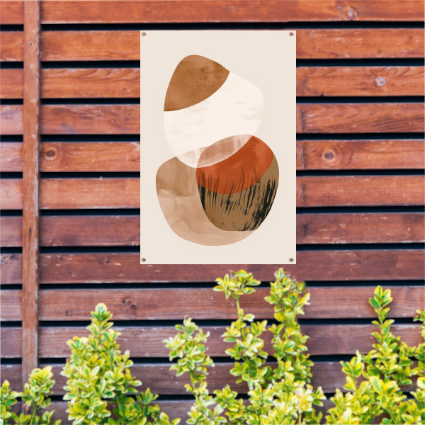 Abstracte Vormen in Aardse Sepiatonen tuinposter