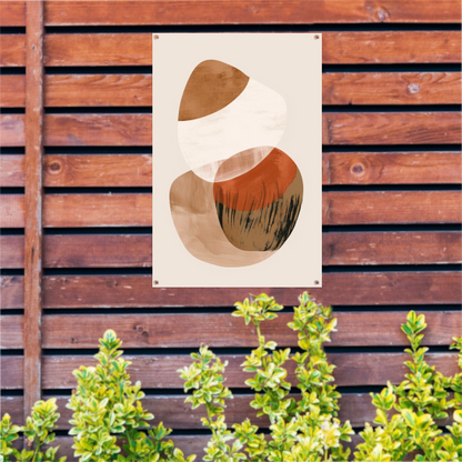 Abstracte Vormen in Aardse Sepiatonen tuinposter