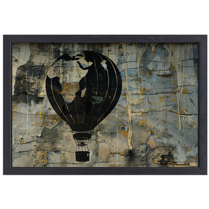 Minimalistische heteluchtballon aan de muur canvas met baklijst