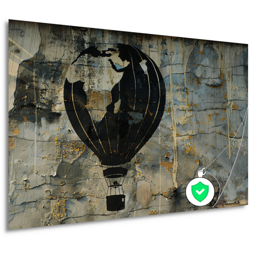 Minimalistische heteluchtballon aan de muur poster