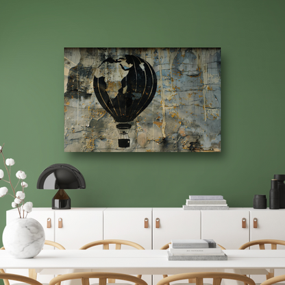 Minimalistische heteluchtballon aan de muur poster