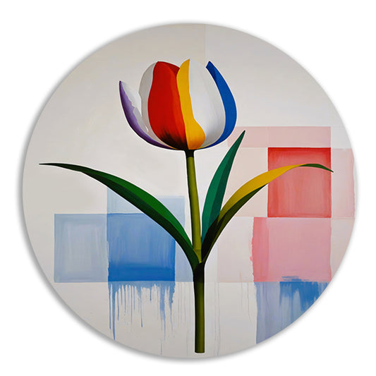 Abstracte Kleurrijke Tulp op Moderne Achtergrond aluminium muurcirkel