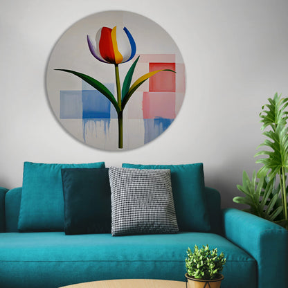 Abstracte Kleurrijke Tulp op Moderne Achtergrond aluminium muurcirkel