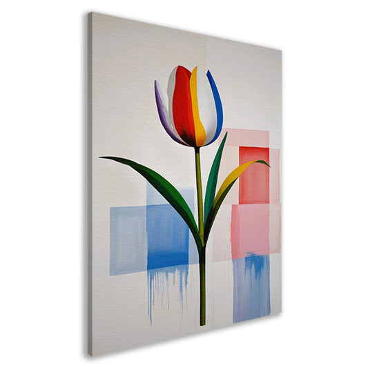 Abstracte Kleurrijke Tulp op Moderne Achtergrond canvas