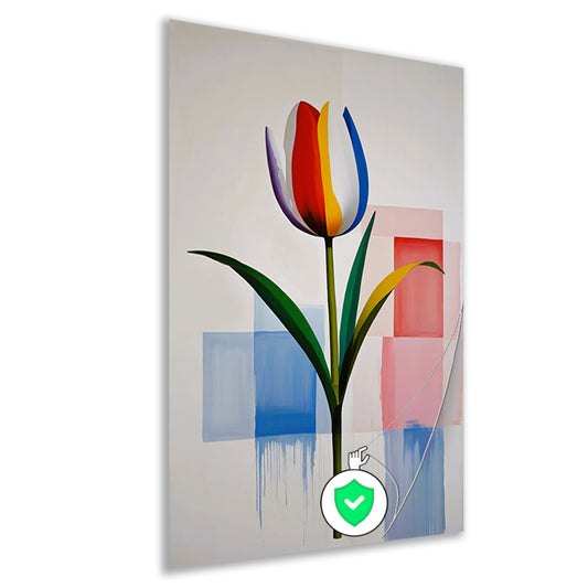 Abstracte Kleurrijke Tulp op Moderne Achtergrond poster